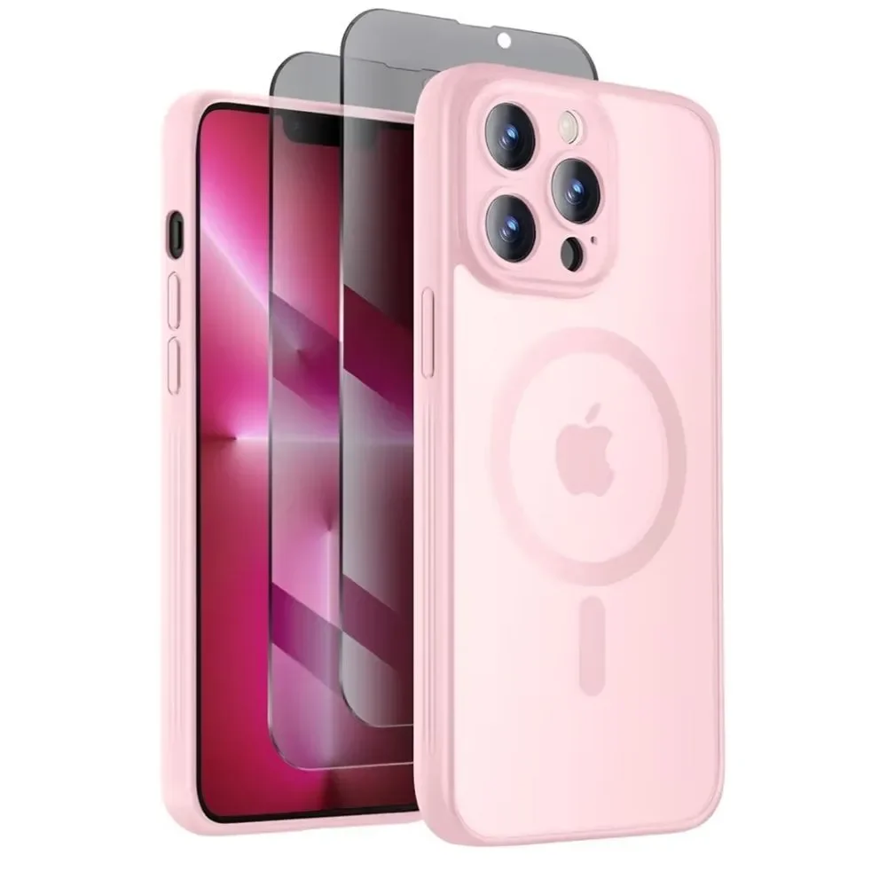 iPhone 15 Pro Max Pink Case with Screen Protectors